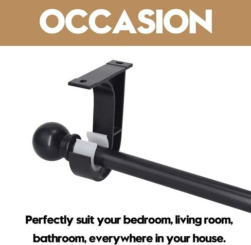 AddGrace Ceiling Curtain Rod Bracket, Heavy Duty Curtain Rod Holder with Plastic Buckle, Aluminum Alloy, Window Hardware Fit up to 1-2/16 Inch, Set of 4, Screw Included (Black) in Saudi Arabia