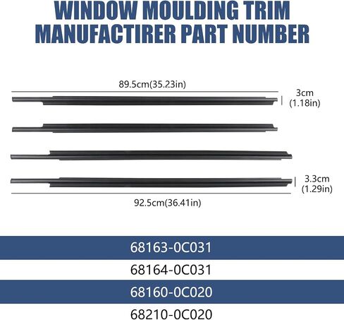 4Pcs Weatherstrip,Window Moulding Trim Seal Belt Compatible with Honda Accord 2003-2007,Replace# 72950-SDA-A01 72910-SDA-A01 72910-SDA-A01 72950-SDA-A01 in Kuwait