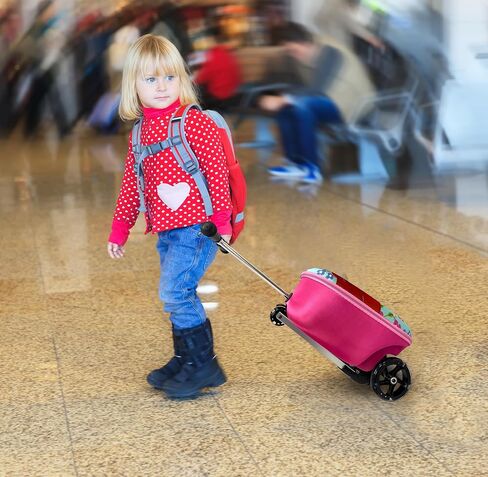 Disney Princess Kids 19" Suitcase Scooter – Boys and Girls Magical Carry-on Luggage with LED Light Up Wheels, Waterproof Hard Shell, Retractable Handle, and Lightweight Foldable Ride-On Travel Bag in Saudi Arabia
