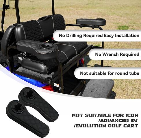مسند ذراع عربة الجولف مع حامل أكواب لسيارة EZGO TXT Club Car DS Precedent ومجموعة مقعد خلفي Yamaha، إطار دعم محسن / لا حاجة إلى مسند ذراع الحفر in Kuwait