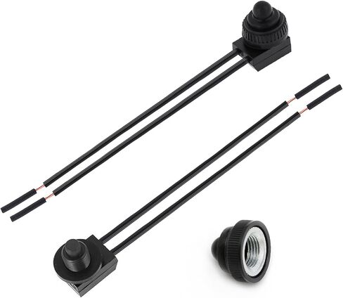 2PCS Push Button Switch with Wire, 12V Waterproof KP107 ON/Off Switch for Cars/Motorcycles/Trucks/Boats (Black) in Kuwait