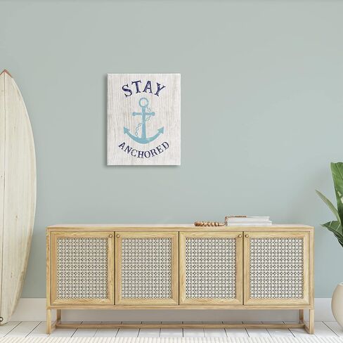 لوحة فنية جدارية من القماش من Stupell Industries Stay Anchored Rustic Nautical Beach Typography، تصميم بواسطة CAD Designs in Kuwait