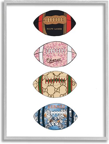 Stupell Industries Trendy Glam Footballs Patterned Chic Fashion Designs Framed Wall Art, Design By Amelia Noyes in Saudi Arabia