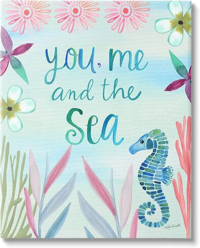 Stupell Industries You, Me & Sea Romanic Beach Lover Ocean Life Phrase Floating Framed Wall Art, Design By Katie Doucette in Saudi Arabia