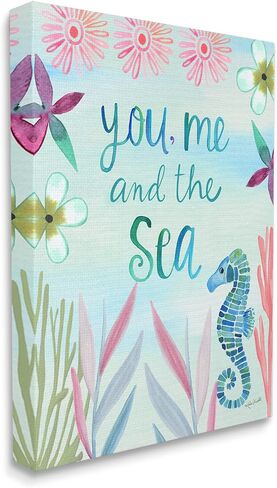 Stupell Industries You, Me & Sea Romanic Beach Lover Ocean Life Phrase Floating Framed Wall Art, Design By Katie Doucette in Saudi Arabia