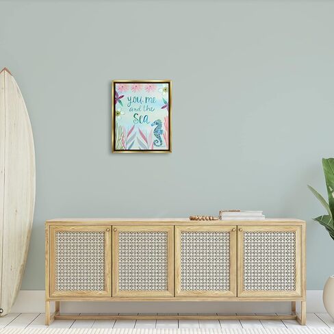 Stupell Industries You, Me & Sea Romanic Beach Lover Ocean Life Phrase Floating Framed Wall Art, Design By Katie Doucette in Saudi Arabia