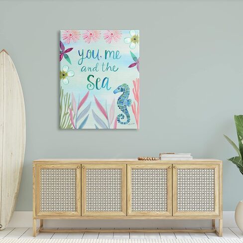 Stupell Industries You, Me & Sea Romanic Beach Lover Ocean Life Phrase Floating Framed Wall Art, Design By Katie Doucette in Saudi Arabia