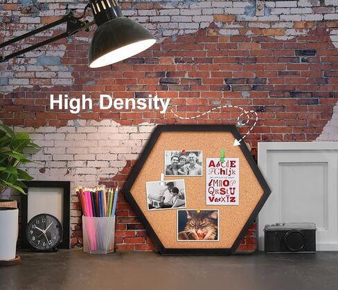 EVNEED 4 Pack Cork Bulletin Board Hexagon, Small Framed Corkboard Tiles for Wall, Thick Decorative Display Boards for Home School Office Decor, Hex Cork Board with 16 Push Pin Wood Clips,Black in Saudi Arabia