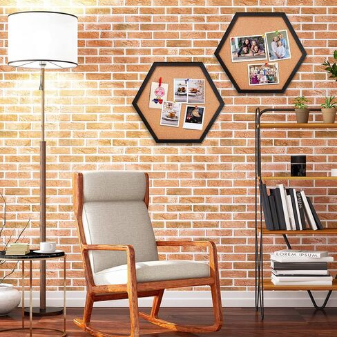 EVNEED 4 Pack Cork Bulletin Board Hexagon, Small Framed Corkboard Tiles for Wall, Thick Decorative Display Boards for Home School Office Decor, Hex Cork Board with 16 Push Pin Wood Clips,Black in Saudi Arabia