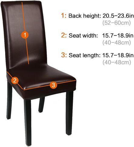 Dining Chair Covers, PU Leather Chair Slipcover Solid Waterproof and Oilproof Stretch Dining Chair Protector Cover (4 Sets, Deep Coffee) in Saudi Arabia