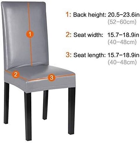 Dining Chair Covers, PU Leather Chair Slipcover Solid Waterproof and Oilproof Stretch Dining Chair Protector Cover (4 Sets, Deep Coffee) in Saudi Arabia