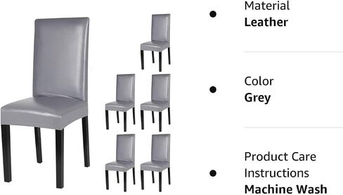 Dining Chair Covers, PU Leather Chair Slipcover Solid Waterproof and Oilproof Stretch Dining Chair Protector Cover (4 Sets, Deep Coffee) in Saudi Arabia