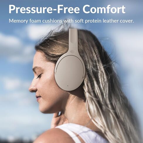 H3 Active Noise Cancelling Headphones Bluetooth,Over Ear Bluetooth Headphones with Hi-Fi Stereo Sound, 80H Playtime,Foldable Design,Built-in Mic,Wired Mode for Phone/PC (White) in Kuwait