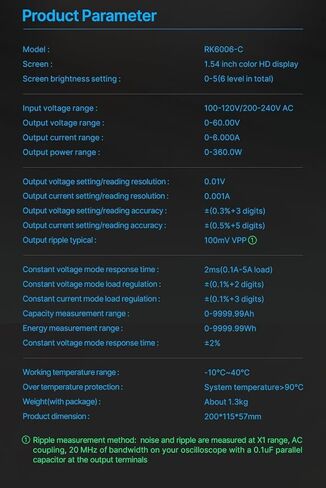 Digital Control RK6006-C 60V 6A 4 Digit Adjustable AC to DC Lab Bench Power Supply Regulator 360W in Kuwait