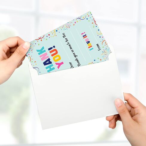 72 Pieces Kids Thank You Cards Fill in the Blank Thank You Notes with Envelopes Colorful Thanks Cards for Birthday Party(Confetti Style) in Saudi Arabia