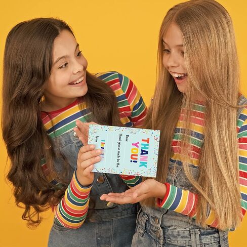 72 Pieces Kids Thank You Cards Fill in the Blank Thank You Notes with Envelopes Colorful Thanks Cards for Birthday Party(Confetti Style) in Saudi Arabia