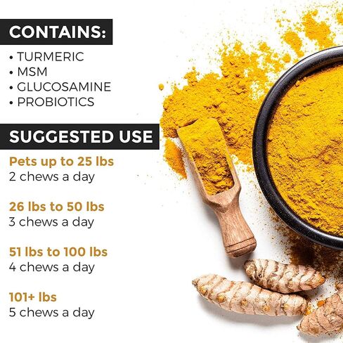 Renew Actives Organic Turmeric Joint Supplement for Dogs - Advanced Canine Support for Hip, Joint & Cartilage Health - Natural Mobility Formula with 120 Chewable Soft Treats in Saudi Arabia