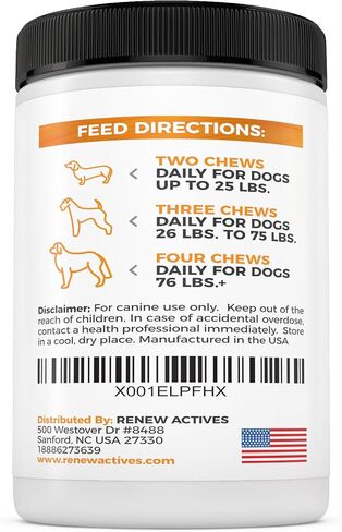 Renew Actives Organic Turmeric Joint Supplement for Dogs - Advanced Canine Support for Hip, Joint & Cartilage Health - Natural Mobility Formula with 120 Chewable Soft Treats in Saudi Arabia