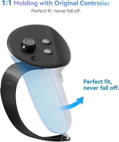 مقابض تحكم CloudValley لجهاز Meta Oculus Quest 3 مع [أشرطة مفصل قابلة للتعديل + قناع مضاد للغسق]، ملحقات مقبض من جلد البولي يوريثان غير قابلة للانزلاق، أشرطة أصلية مريحة 1:1 تناسب الأيدي الصغيرة والمتوسطة in Kuwait