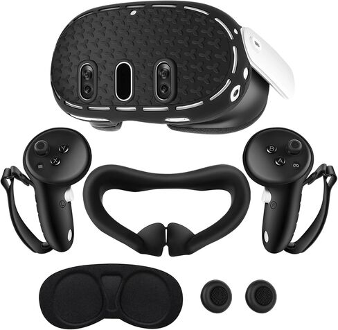 متوافق مع ملحقات Meta Quest 3، غطاء الوجه السيليكون Quest 3، غطاء سماعة الرأس VR Shell، غطاء مقابض التحكم لـ Quest 3، غطاء العدسة الواقي، مجموعة غطاء السيليكون لـ Meta Quest 3 in Kuwait