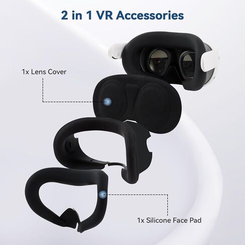 متوافق مع ملحقات Meta Quest 3، غطاء الوجه السيليكون Quest 3، غطاء سماعة الرأس VR Shell، غطاء مقابض التحكم لـ Quest 3، غطاء العدسة الواقي، مجموعة غطاء السيليكون لـ Meta Quest 3 in Kuwait
