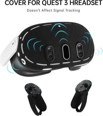 متوافق مع ملحقات Meta Quest 3، غطاء الوجه السيليكون Quest 3، غطاء سماعة الرأس VR Shell، غطاء مقابض التحكم لـ Quest 3، غطاء العدسة الواقي، مجموعة غطاء السيليكون لـ Meta Quest 3 in Kuwait