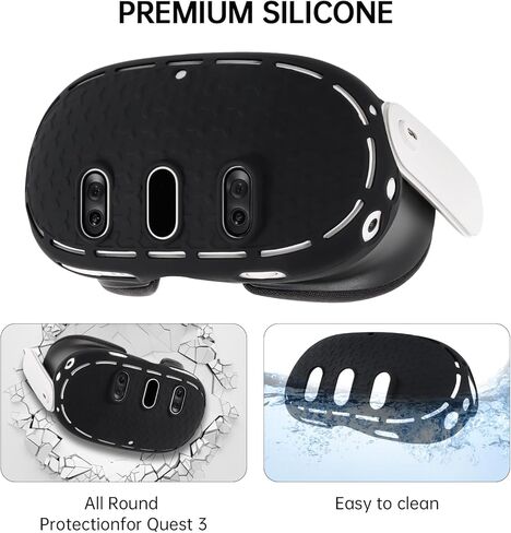 متوافق مع ملحقات Meta Quest 3، غطاء الوجه السيليكون Quest 3، غطاء سماعة الرأس VR Shell، غطاء مقابض التحكم لـ Quest 3، غطاء العدسة الواقي، مجموعة غطاء السيليكون لـ Meta Quest 3 in Kuwait