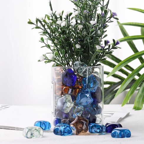 DomeStar 2 LB Glass Gem for Decorative, Stars Shape Glass Beads Glass Pebbles Flat Marbles Glass Pebbles for Aquarium Vase Fillers（50-55pcs） in Saudi Arabia