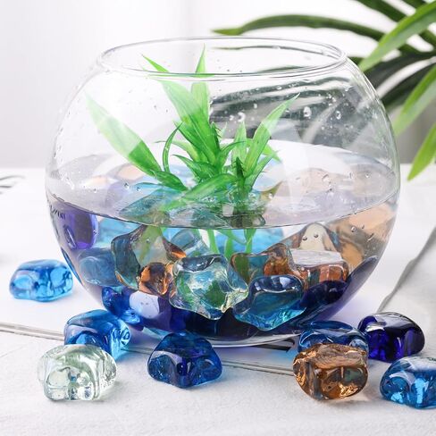 DomeStar 2 LB Glass Gem for Decorative, Stars Shape Glass Beads Glass Pebbles Flat Marbles Glass Pebbles for Aquarium Vase Fillers（50-55pcs） in Saudi Arabia