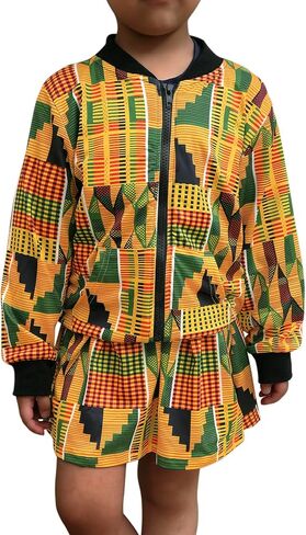 Giovacker Baby Girls Fall Winter African Style Coats 2Pcs Outfits Set Zipper Jacket and Skirt in Saudi Arabia