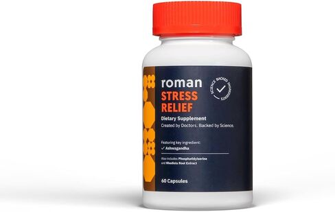 ROMAN Stress Relief Supplement for Men | Dietary Supplement Supports a Relaxing & Calm Mindset, Stress Support and Mental Well-Being with Ashwagandha | 30-Day Supply, 60 Capsules in Saudi Arabia