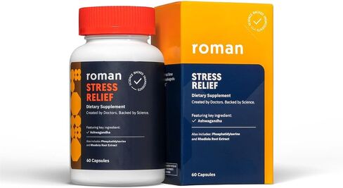 ROMAN Stress Relief Supplement for Men | Dietary Supplement Supports a Relaxing & Calm Mindset, Stress Support and Mental Well-Being with Ashwagandha | 30-Day Supply, 60 Capsules in Saudi Arabia