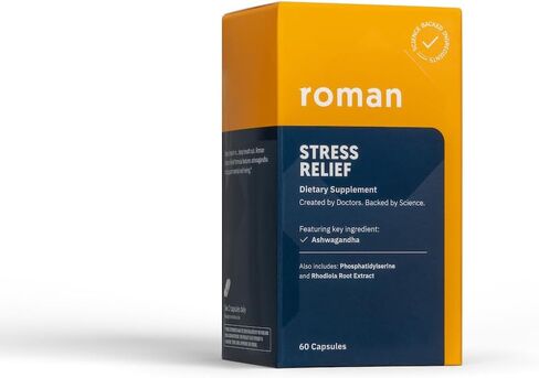 ROMAN Stress Relief Supplement for Men | Dietary Supplement Supports a Relaxing & Calm Mindset, Stress Support and Mental Well-Being with Ashwagandha | 30-Day Supply, 60 Capsules in Saudi Arabia