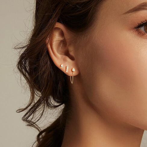 3 أزواج من الأقراط الذهبية للنساء العصرية 14K مطلية بالذهب مكعب زركونيا هوب أقراط أنيقة الغضروف هيبوالرجينيك تتدلى Huggie ترصيع الأقراط مجموعة صغيرة خفيفة الوزن الذهب الأطواق القرط هدايا مجوهرات للنساء الفتيات in Kuwait