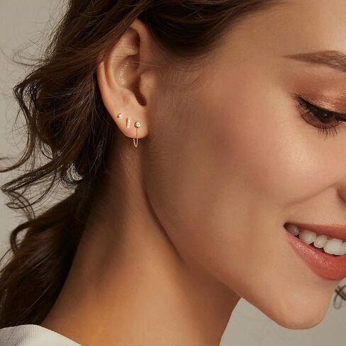 3 أزواج من الأقراط الذهبية للنساء العصرية 14K مطلية بالذهب مكعب زركونيا هوب أقراط أنيقة الغضروف هيبوالرجينيك تتدلى Huggie ترصيع الأقراط مجموعة صغيرة خفيفة الوزن الذهب الأطواق القرط هدايا مجوهرات للنساء الفتيات in Kuwait