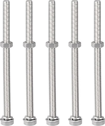 uxcell M8 x 130mm Hex Head Screws Bolts, Nuts, Flat & Lock Washers Kits, 304 Stainless Steel Fully Thread Hexagon Bolts 5 Sets in Saudi Arabia