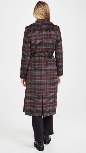 PAIGE Women's Austina Wool Knee Length Self Belt Coat, Merlot Multi, M in Saudi Arabia