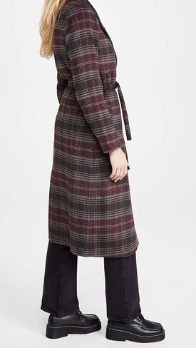 PAIGE Women's Austina Wool Knee Length Self Belt Coat, Merlot Multi, M in Saudi Arabia