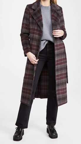 PAIGE Women's Austina Wool Knee Length Self Belt Coat, Merlot Multi, M in Saudi Arabia