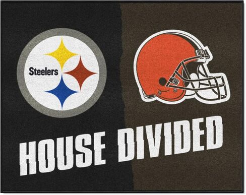 FANMATS 9578 NFL Steelers / Browns House Divided Rug in Saudi Arabia