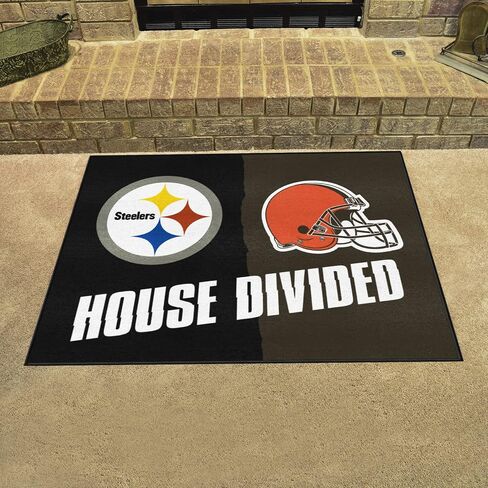 FANMATS 9578 NFL Steelers / Browns House Divided Rug in Saudi Arabia
