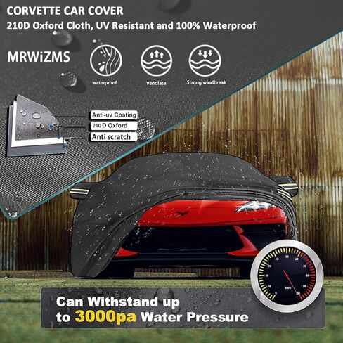 غطاء سيارة C8، غطاء سيارة كورفيت، غطاء كورفيت، غطاء سيارة مقاوم للماء في جميع الأحوال الجوية، غطاء سيارة كورفيت C8، لـ 2020¨C2023 كورفيت C8، قماش أكسفورد 210D، مقاوم للأشعة فوق البنفسجية ومقاوم للماء بنسبة 100% in Kuwait