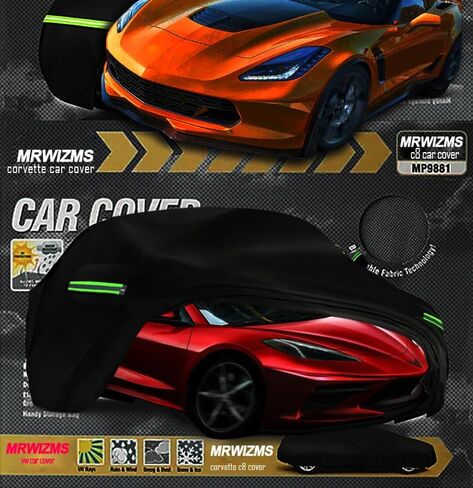 غطاء سيارة C8، غطاء سيارة كورفيت، غطاء كورفيت، غطاء سيارة مقاوم للماء في جميع الأحوال الجوية، غطاء سيارة كورفيت C8، لـ 2020¨C2023 كورفيت C8، قماش أكسفورد 210D، مقاوم للأشعة فوق البنفسجية ومقاوم للماء بنسبة 100% in Kuwait