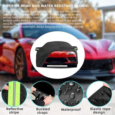 غطاء سيارة C8، غطاء سيارة كورفيت، غطاء كورفيت، غطاء سيارة مقاوم للماء في جميع الأحوال الجوية، غطاء سيارة كورفيت C8، لـ 2020¨C2023 كورفيت C8، قماش أكسفورد 210D، مقاوم للأشعة فوق البنفسجية ومقاوم للماء بنسبة 100% in Kuwait