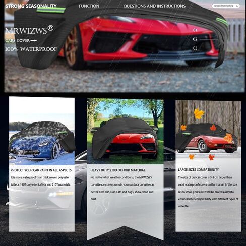 غطاء سيارة C8، غطاء سيارة كورفيت، غطاء كورفيت، غطاء سيارة مقاوم للماء في جميع الأحوال الجوية، غطاء سيارة كورفيت C8، لـ 2020¨C2023 كورفيت C8، قماش أكسفورد 210D، مقاوم للأشعة فوق البنفسجية ومقاوم للماء بنسبة 100% in Kuwait