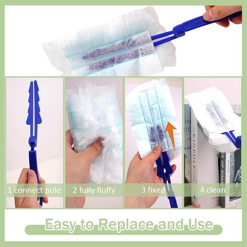 إعادة تعبئة منفضة TCASH متوافقة مع منفضة سويفر، 30 قطعة 180 عبوة منفضة شديدة التحمل، مجموعة منفضة غبار متعددة الأسطح شديدة التحمل + مقبض واحد، عبوات بديلة منفضة لتنظيف الأثاث in Kuwait