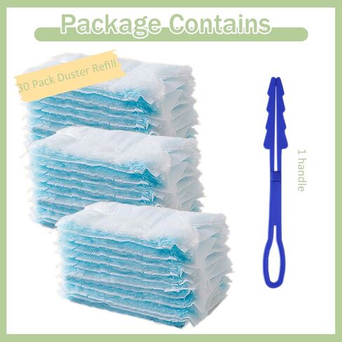 إعادة تعبئة منفضة TCASH متوافقة مع منفضة سويفر، 30 قطعة 180 عبوة منفضة شديدة التحمل، مجموعة منفضة غبار متعددة الأسطح شديدة التحمل + مقبض واحد، عبوات بديلة منفضة لتنظيف الأثاث in Kuwait