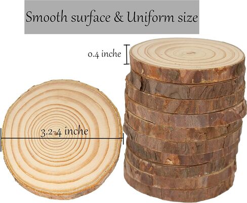 Unfinished Natural Wooden Slices 3.2-4 Inch Wood Circles for Crafts DIY Christmas Ornament Craft Wood Kit with Bit,Blank Round Wood Slice with Bark for Art,Painting,Party (Wood Slices 60 pcs) in Saudi Arabia