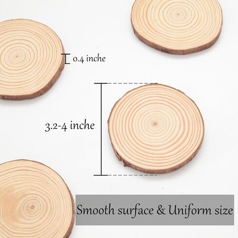 Unfinished Natural Wooden Slices 3.2-4 Inch Wood Circles for Crafts DIY Christmas Ornament Craft Wood Kit with Bit,Blank Round Wood Slice with Bark for Art,Painting,Party (Wood Slices 60 pcs) in Saudi Arabia