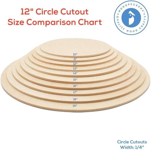 Wood Circles 12 inch 1/2 inch Thick, Unfinished Birch Plaques, Pack of 1 12 inch Wood Circle for Crafts and Blank Sign Rounds, by Woodpeckers in Saudi Arabia